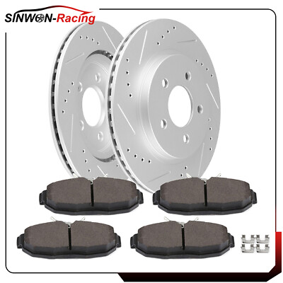 #ad 4X Ceramic Brake Pads and 2X Rotors Rear For Ford Mustang 2005 2011 slotted $90.24