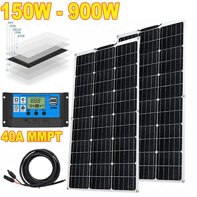 #ad 150W 900W Portable Power Station Generator Solar Panel Kit with LiFePO4 MMPT $133.97