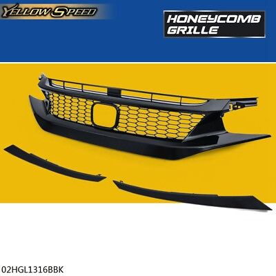 #ad Fit For 2019 2020 Honda Civic 2 Pieces Eyebrows Front Upper Grille Honeycomb $62.80