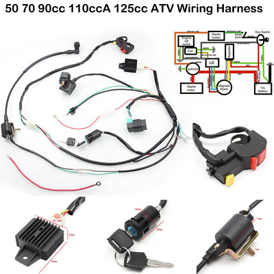 #ad Electric Wiring Harness Set CDI Stator Kit for 50cc 70cc 90cc 110cc 125 ATV QUAD $22.99