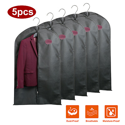 #ad 5Pcs Hanging Garment Bags Storage Travel Suit Bag Dress Shirt Cover Breathable $24.39