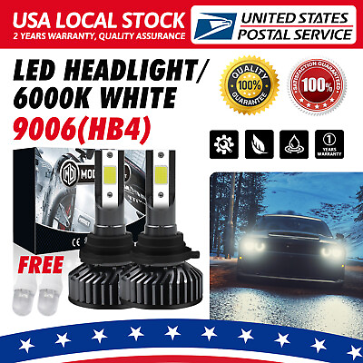 #ad 2 Sides Combo White 6000K LED Headlight Kit 9006 Bulbs High Low Beam New $11.59