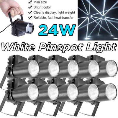 #ad 24W White Pin Spot Light LED Beam Stage Light DMX Show Party Disco DJ Lighting $25.99