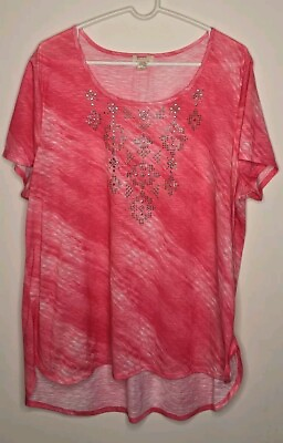 #ad Pink Sequined Top Womans Madison amp; Berkeley Size 2x $14.99