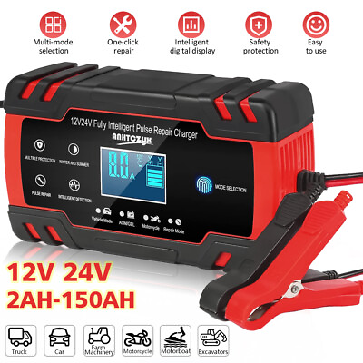 #ad 10A 12V 24V Fully Automatic Smart Car Battery Charger Maintainer Trickle Charger $15.95