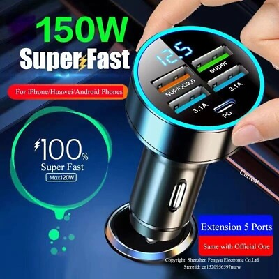 4 USB Port Super Fast Car Charger Adapter for iPhone Samsung Android Cell Phone $7.95
