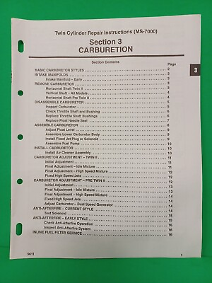 #ad Briggs amp; Stratton Twin Cylinder Repair Instructions Manual Carburetion Section 3 $17.99