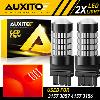 #ad 2X AUXITO 3157 3156 Red LED Brake Tail Turn Signal Light Bulb Lamp CANBUS EOA $19.94