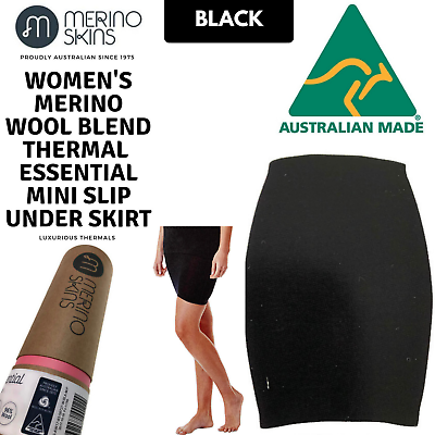 #ad MERINO SKINS Thermal Women#x27;s Skirt Wool Winter Base Layer Thermals Black AU $55.00