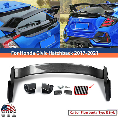 #ad Carbon Style Rear Spoiler Wing Type R Style For 2017 2021 Honda Civic Hatchback $84.99