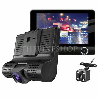 #ad Car Vehicle DVR 4quot; HD 1080P 3 Camera Lens Dash Video Recorder Rearview Cam 12V $28.48