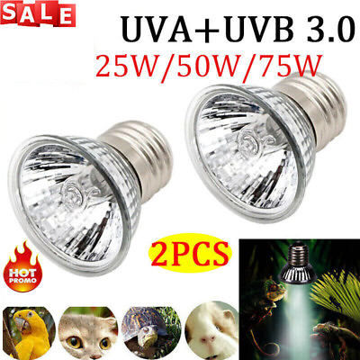 #ad 25 50 75W Reptile Lamp UVAUVB 3.0 Pet Heat Lamp Turtle Basking Light Bulb New $10.29