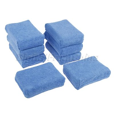 #ad 8x Blue Microfiber Applicator Sponge Pads for Polishing Cleaning Wax Car Details $8.54