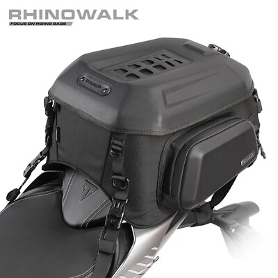 #ad Rhinowalk Motorcycle Tail Bag Waterproof Expandable Hardshell Back Seat Bag $143.99
