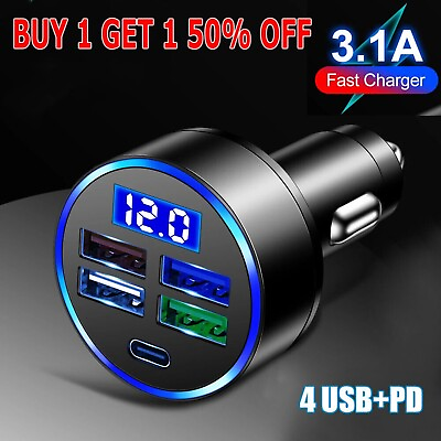 USB amp; PD 30W Type C Car Charger Fast Charger Adapter for IPhone Samsung Phone $7.94