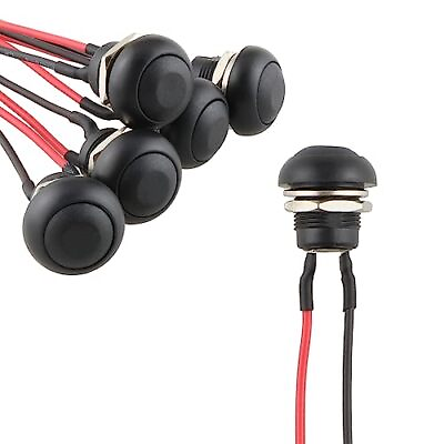 #ad 12mm Momentary Push Button Switch DGZZI 6pcs DC 12V 3A Black Small Round Waterp $13.56