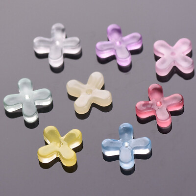 #ad 20pcs 10mm Cross Shape Flower Crystal Glass Loose Beads Lot For Jewelry Making $2.45