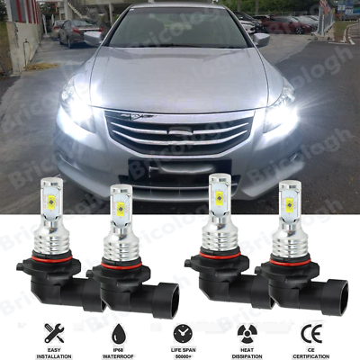 #ad For Honda Accord Sedan 2008 2012 4X LED Headlight Bulbs Hi Low Beam 9005 9006 YH $23.98