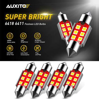 #ad 4x 36MM 6418 AUXITO Bright Super White 6000K LED Bulb License Dome Plate Light $10.44