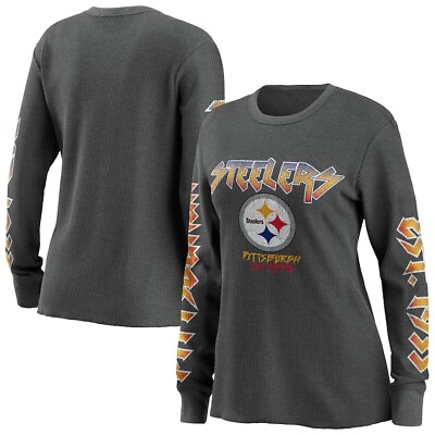 #ad NFL Pittsburgh Steelers Gray Long Sleeve Thermal Women’s Wear by Erin Andrews L $30.00