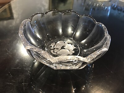 #ad Vintage Val St Lambert Crystal Brussels Scalloped 5” Intaglio Bowl $12.00