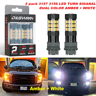 #ad 3157 LED DRL Error Free White Amber Switchback Turn Signal Parking Light Bulbs $15.99