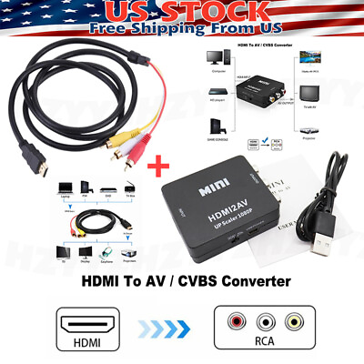 #ad HDMI To RCA AV Adapter Converter Cable CVBS 3RCA 1080P Composite Video Audio $4.69