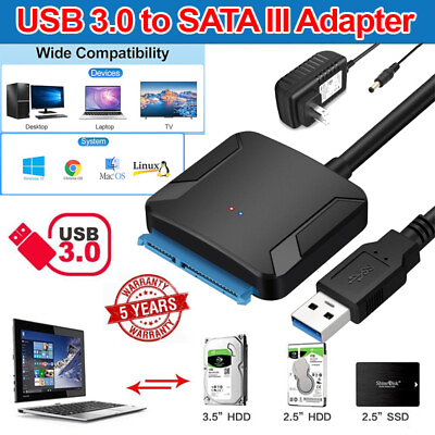 #ad 1 10PCS USB 3.0 to SATA III Adapter Cable for 2.5#x27;#x27; 3.5#x27;#x27; Hard Drive SSD HDD Lot $89.99