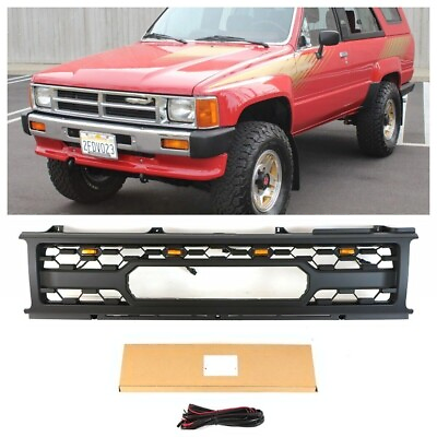 #ad Front Grille Fit For Toyota 4Runner 1987 1989 Black Grill With LED Lights $185.00