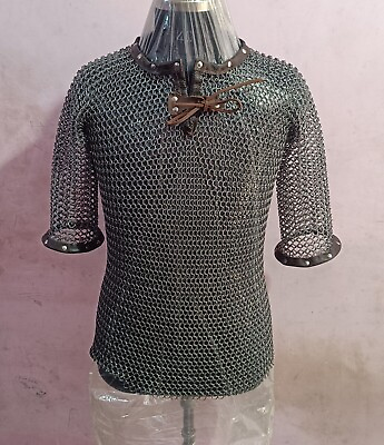 #ad Chainmail Shirt butted Front neck button Shirt Mediveal mediumViking Shirt $166.25
