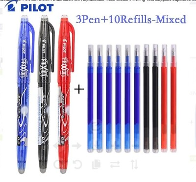 #ad Pilot Frixion Pen Erasable Gel Pen Set 0.5mm Blue black red Replaceable Refill $28.99