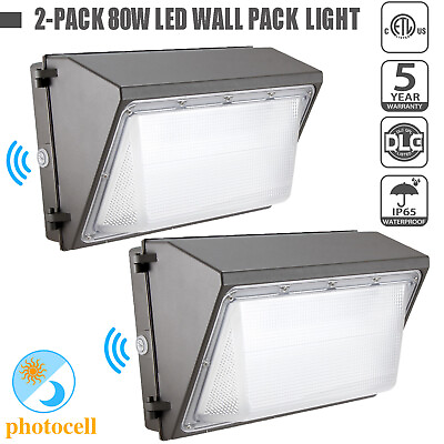 #ad 2X 80W LED Wall Pack Light Dusk to Dawn 9600LM Commercial Security Area Lighting $155.12