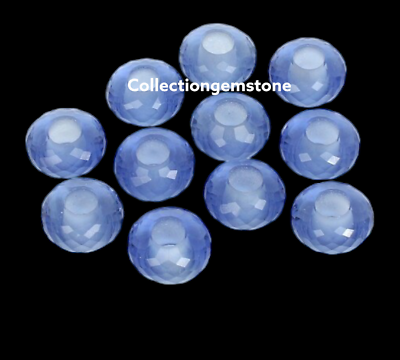 #ad 5 Pcs Faceted Blue Topaz Hydro Quartz Rondelle Shape 8x14mm Beads 4mm Hole $20.90