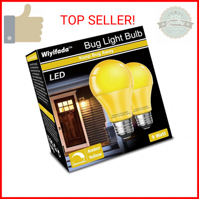 #ad Wiyifada LED Bug Light Bulbs Outdoor 2 Pack Dimmable 9W Amber Yellow Light Bulb $12.02