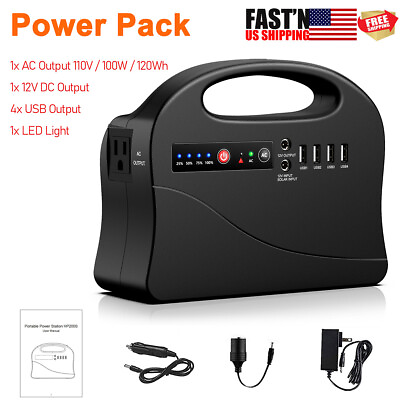 #ad 100W New Portable Power Station Camping Battery Bank Laptop Phone Charger Backup $52.49