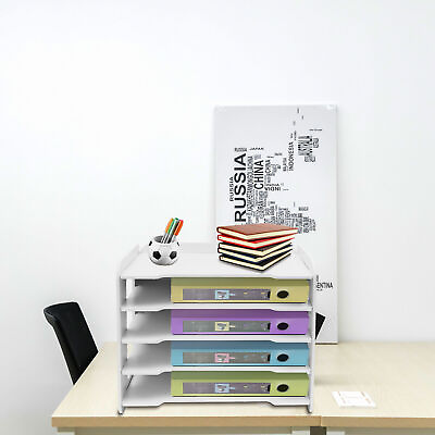 #ad Stackable File Organizer Tray Desk Desktop Paper Document Tray Holder 5 Tiers $19.95