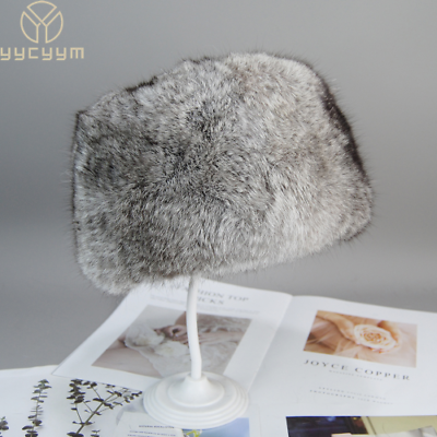 #ad Unisex Fur Hat for Warm Natural Real Rabbit Fur Cap Fur Fashion Warm Beanies Cap $47.86
