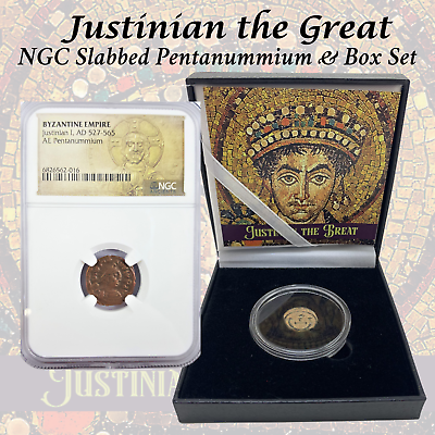 #ad 2 Coins Justinian the Great Ancient Coin in Box Set NGC Pentanummium Mid Grade $163.35