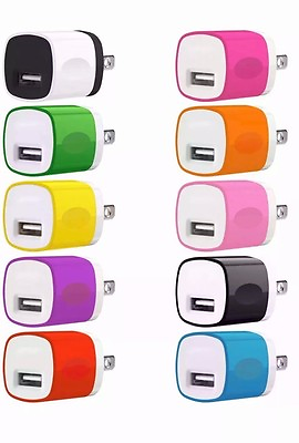 #ad 10x Color For Phone 5 5S 6 7 USB Power Adapter AC Home Wall Charger US Plug $14.89