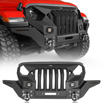 #ad Full Width Mad Max Grill Front Bumper for Jeep Wrangler 18 24 JL amp;Gladiator JT $709.89