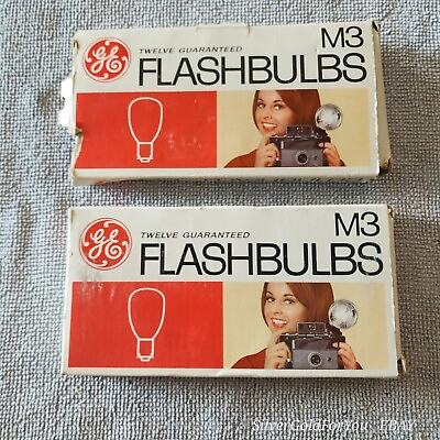 #ad 2 Packs 19 Bulbs Of Vintage GE M3 Camera Clear Flashbulbs in Original Boxs $15.75