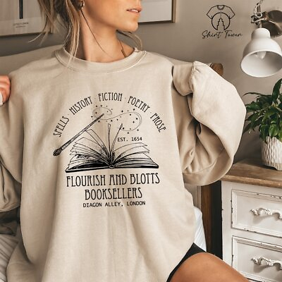 #ad Flourish And Blotts Shirt Wizard Book Shop Magic Book Wizard School Gift $41.27