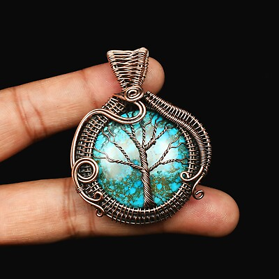 #ad Beautiful Turquoise Copper Wire Wrapped Pendant Jewelry Gift For Her CCP 011 $10.99