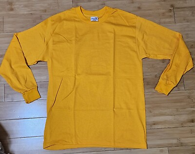 #ad Vintage Single Stitch Eagle USA Long Sleeve T Shirt Blank Mens Lg. Gold Baseball $10.99
