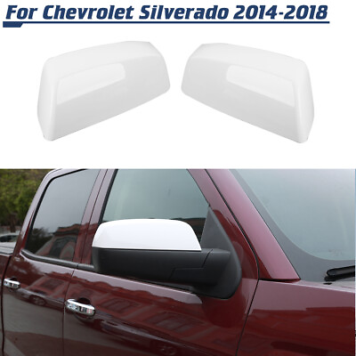#ad White Rearview Side Mirror Cover Trim For Chevy Silverado GMC Sierra 2014 2018 $28.99