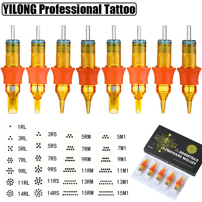 #ad 10 100Pcs Premium Professional Sterile Tattoo Cartridge Needle Shader RL RS RM 1 $8.99