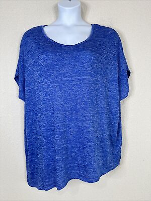 #ad Lane Bryant Womens Plus Size 22 24 2X Blue Oversized Knit Top Cap Sleeve $14.02