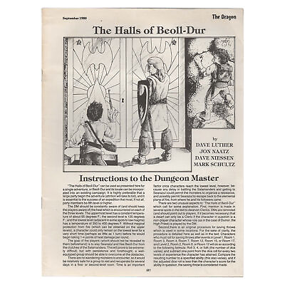 #ad TSR Dragon Magazine Issue #41 Halls of Beoll Dur Module ADamp;D DND Damp;D 1980 THG $13.49