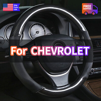 Carbon Fiber amp;Leather 15quot; Diameter Car Auto Steering Wheel Cover CHEVROLET CHEVY $33.49