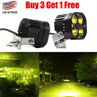 #ad 3inch 80W LED Cube Pods Work Light Bar Spot Driving Fog Yellow Lamp Offroad $13.99